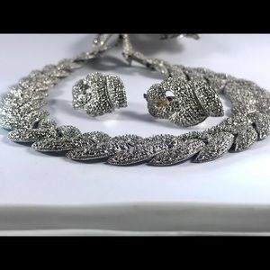 Silver Necklace and Earring Set